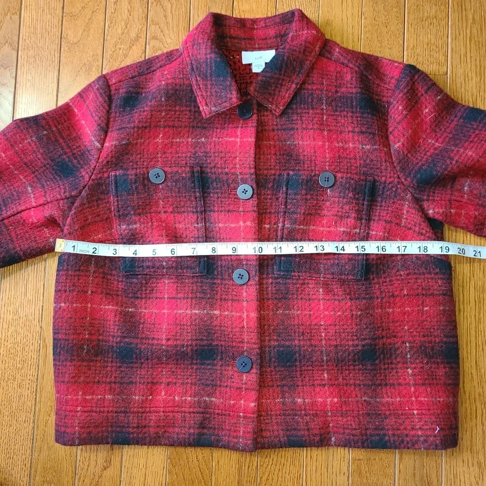 J. Jill Jacket Womens Size XS Red Plaid Barn Chore Red‎ Classic Button Outdoor